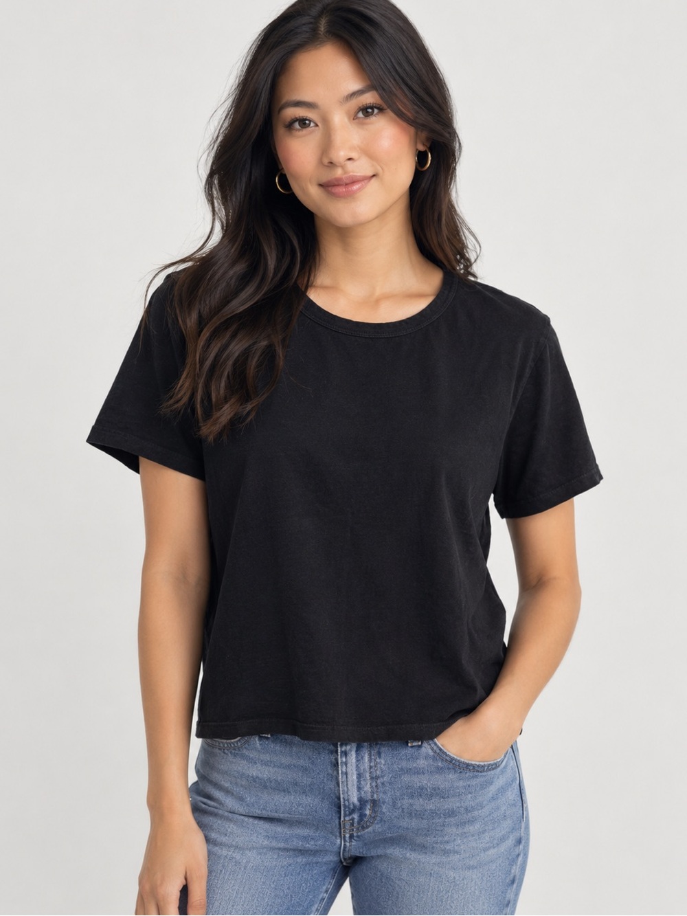 (3 for $30) GAP Black Organic Cotton Crewneck Tee